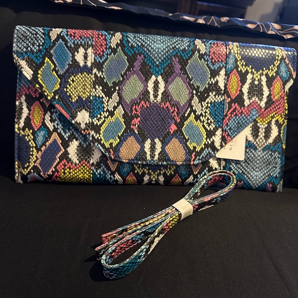 Multicolor Snakeskin Clutch